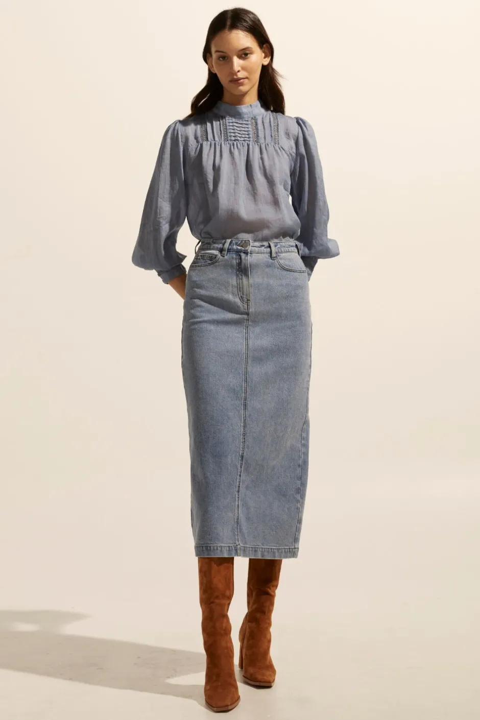 zoe kratzmann Bottoms|Accord Skirt-Washed Denim