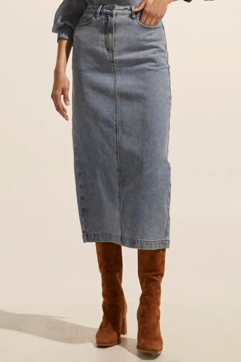 zoe kratzmann Bottoms|Accord Skirt-Washed Denim