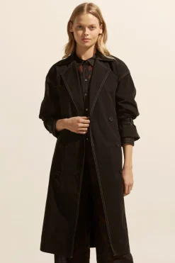 zoe kratzmann Coats|Agent Coat-Black