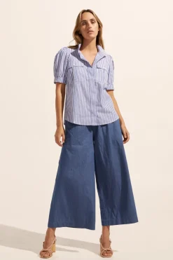 zoe kratzmann Tops|Allot Top-Cobalt Stripe