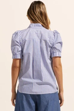 zoe kratzmann Tops|Allot Top-Cobalt Stripe