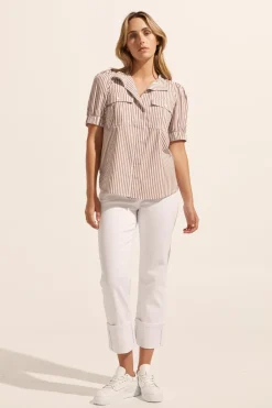 zoe kratzmann Tops|Allot Top-Mocha Stripe