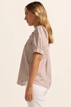 zoe kratzmann Tops|Allot Top-Mocha Stripe