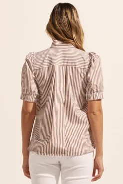 zoe kratzmann Tops|Allot Top-Mocha Stripe