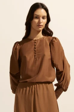 zoe kratzmann Tops|Beam Top-Caramel