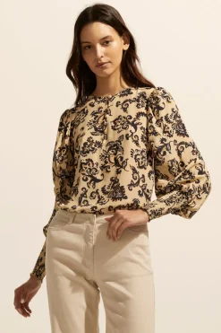 zoe kratzmann Tops|Beam Top-Ochre Floral