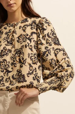 zoe kratzmann Tops|Beam Top-Ochre Floral