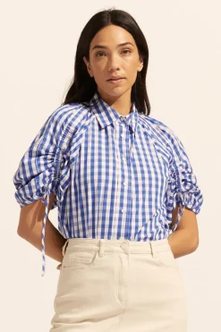 zoe kratzmann Tops|Bond Top-Azure Gingham Check