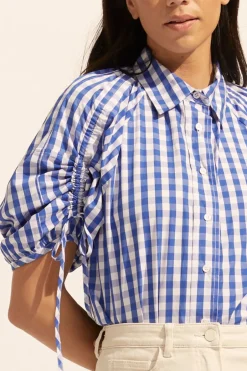 zoe kratzmann Tops|Bond Top-Azure Gingham Check