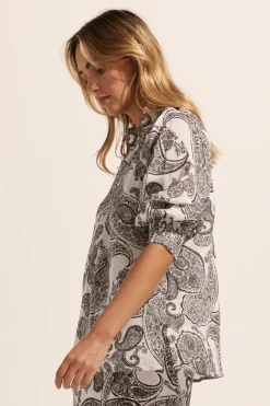 zoe kratzmann Tops|Carousel Top-Black Paisley