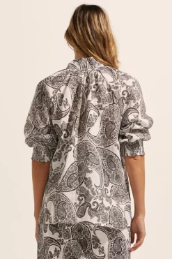 zoe kratzmann Tops|Carousel Top-Black Paisley