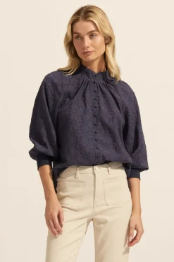 zoe kratzmann Tops|Carousel Top-Indigo