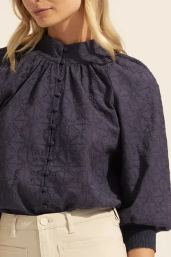zoe kratzmann Tops|Carousel Top-Indigo