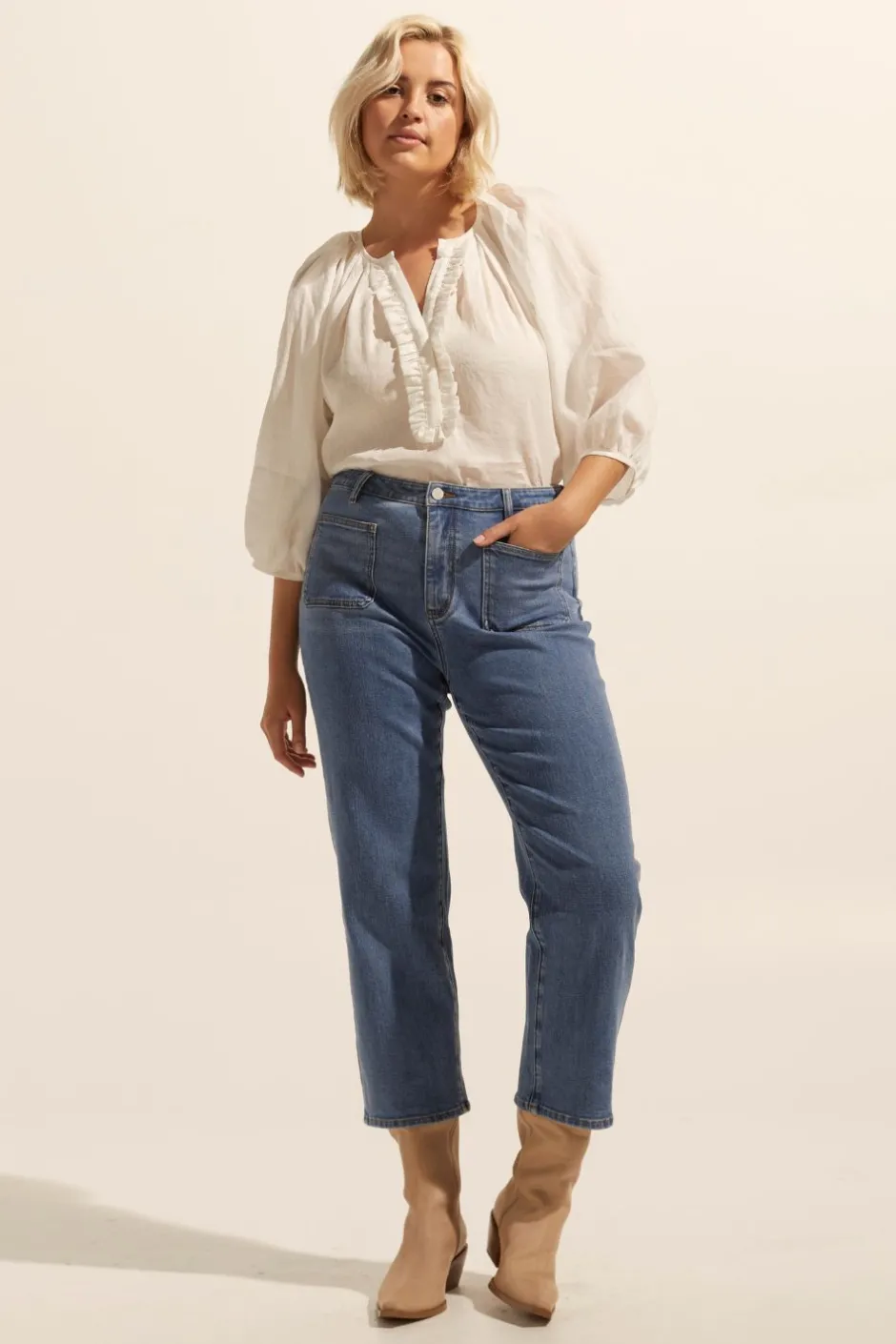 zoe kratzmann Bottoms|College Jean-Mid Denim