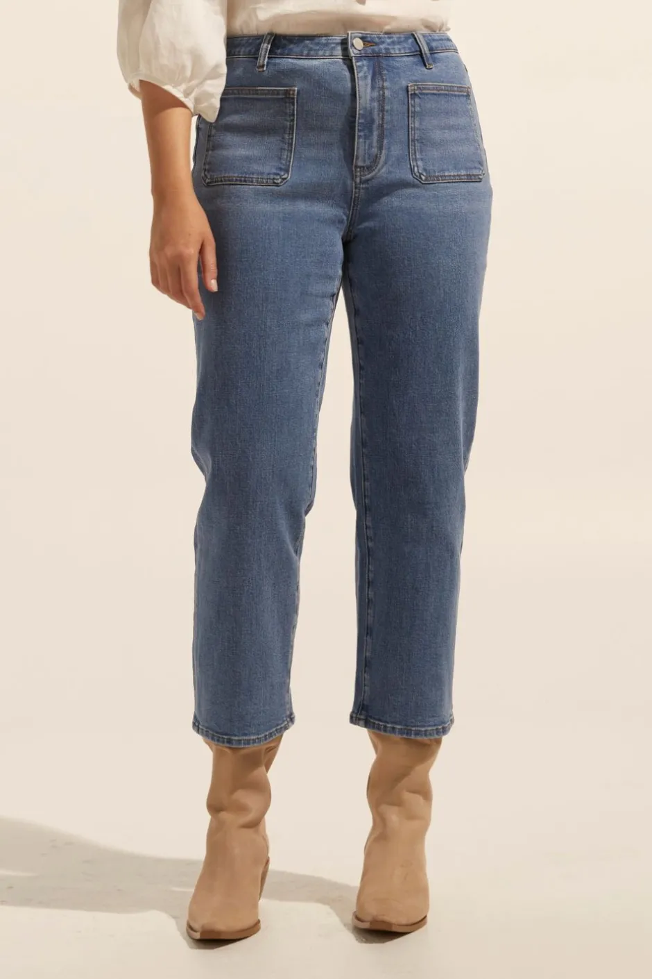 zoe kratzmann Bottoms|College Jean-Mid Denim