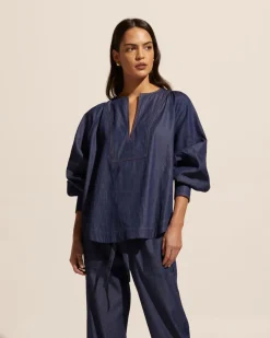 zoe kratzmann Tops|Collude Top-Dark Chambray