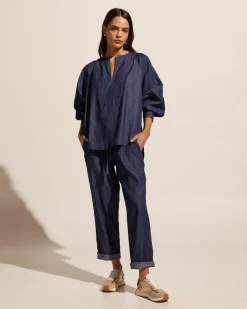 zoe kratzmann Tops|Collude Top-Dark Chambray