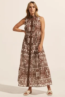 zoe kratzmann Dresses|Crescent Dress-Choc Mosaic
