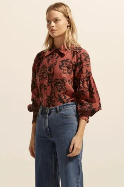 zoe kratzmann Tops|Dash Top-Clay Floral