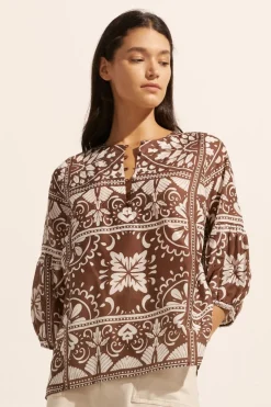 zoe kratzmann Tops|Entice Top-Choc Mosaic