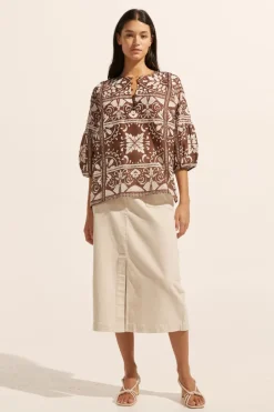 zoe kratzmann Tops|Entice Top-Choc Mosaic