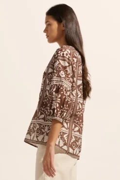 zoe kratzmann Tops|Entice Top-Choc Mosaic