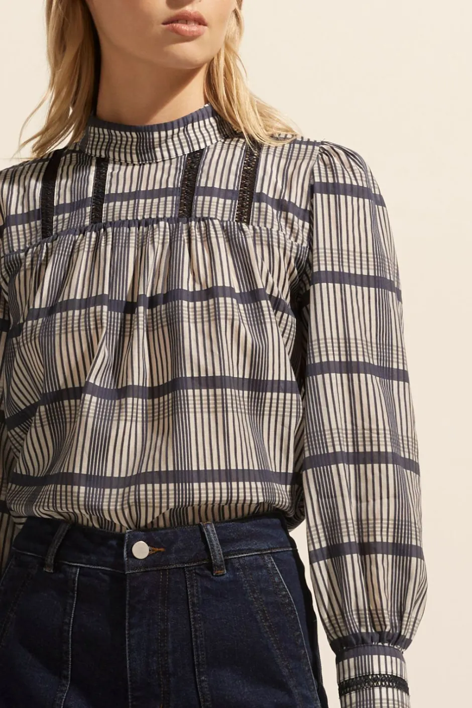 zoe kratzmann Tops|Faze Top-Ink/Porcelain Check