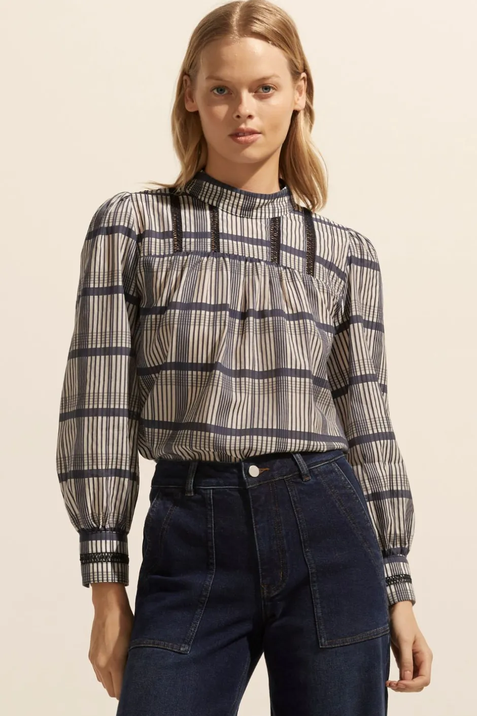 zoe kratzmann Tops|Faze Top-Ink/Porcelain Check