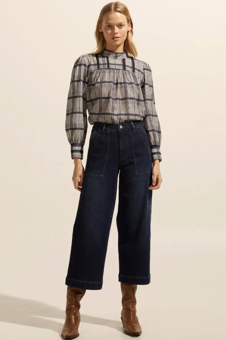 zoe kratzmann Tops|Faze Top-Ink/Porcelain Check