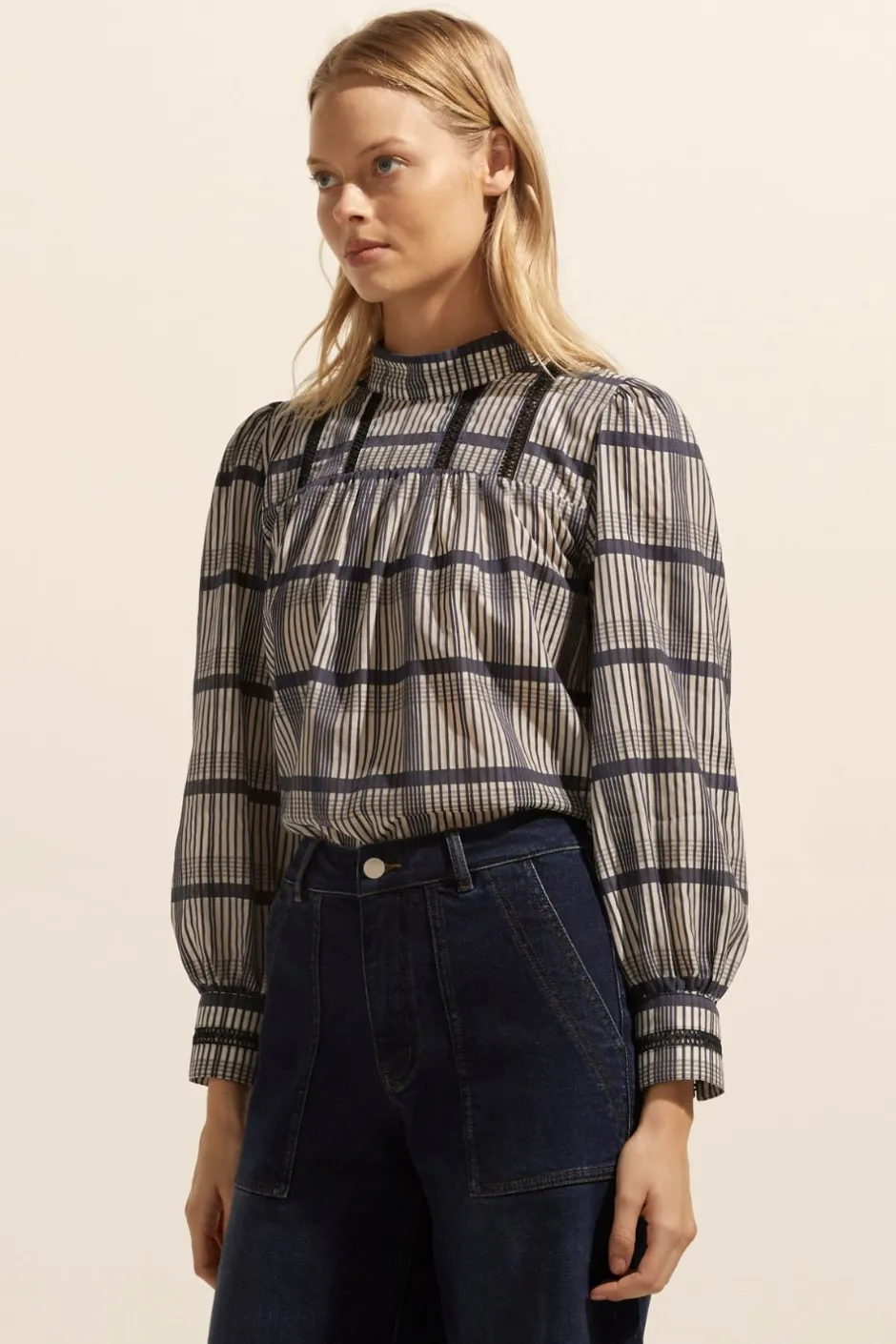 zoe kratzmann Tops|Faze Top-Ink/Porcelain Check