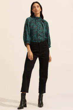 zoe kratzmann Tops|Fuse Top-Green Floral