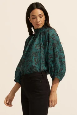 zoe kratzmann Tops|Fuse Top-Green Floral