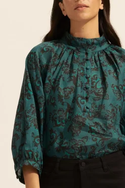 zoe kratzmann Tops|Fuse Top-Green Floral