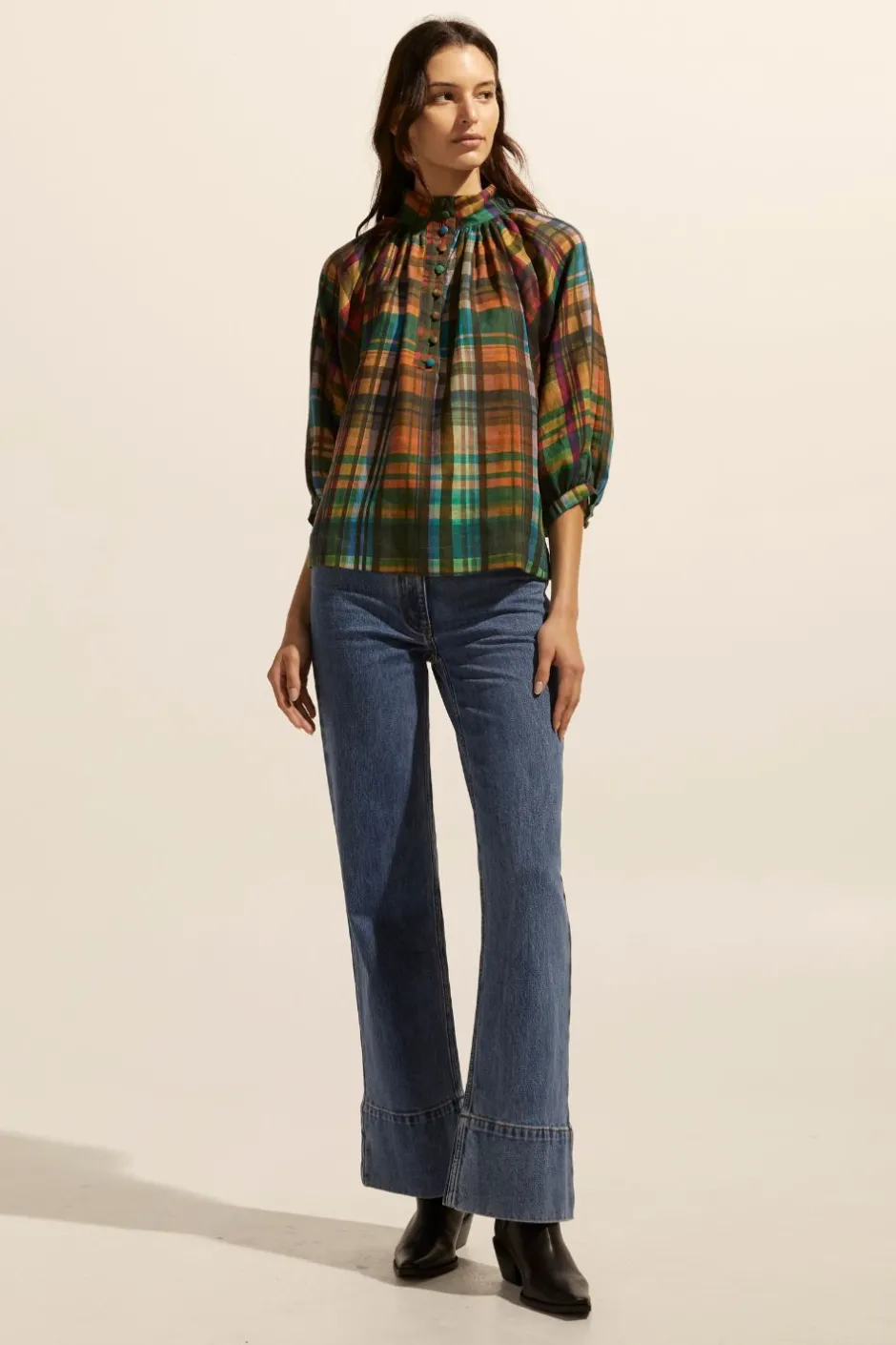 zoe kratzmann Tops|Fuse Top-Kaleidoscope Check