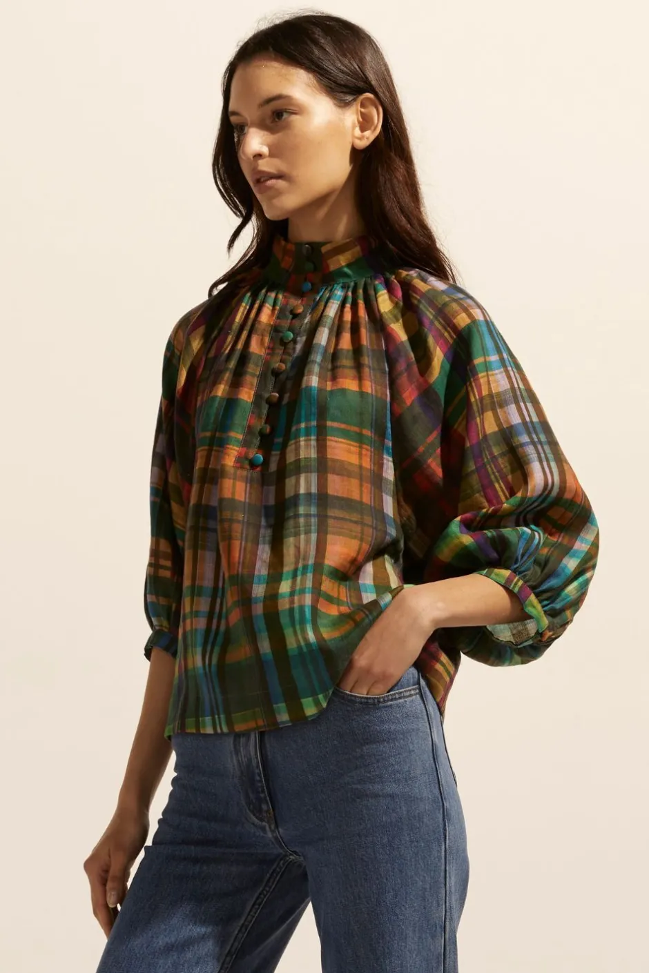 zoe kratzmann Tops|Fuse Top-Kaleidoscope Check