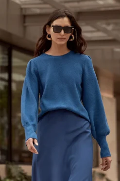 zoe kratzmann Knitwear|Gather Knit-Kingfisher