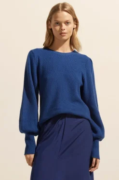 zoe kratzmann Knitwear|Gather Knit-Kingfisher