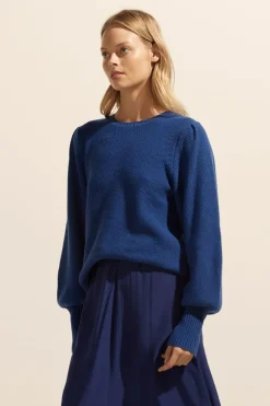 zoe kratzmann Knitwear|Gather Knit-Kingfisher