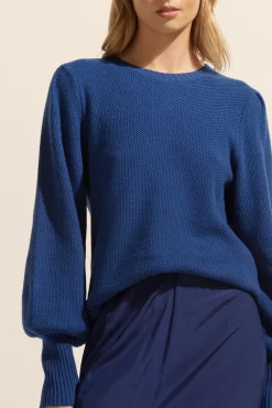 zoe kratzmann Knitwear|Gather Knit-Kingfisher