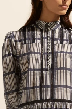 zoe kratzmann Dresses|Gleam Dress-Ink/Porcelain Check