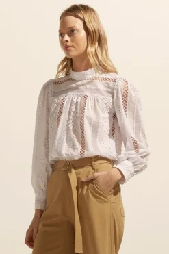 zoe kratzmann Tops|Glimpse Top-Porcelain