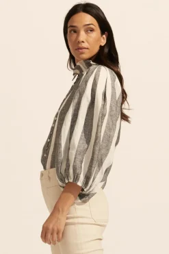 zoe kratzmann Tops|Grant Top-Black Wide Stripe