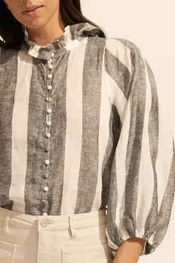 zoe kratzmann Tops|Grant Top-Black Wide Stripe