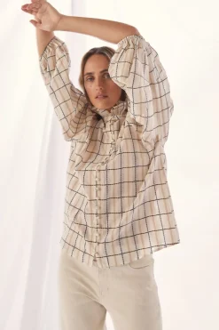zoe kratzmann Tops|Grant Top-Ivory Check