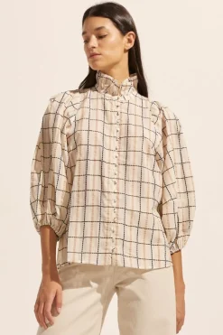 zoe kratzmann Tops|Grant Top-Ivory Check