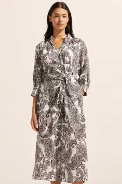 zoe kratzmann Dresses|Halcyon Dress-Black Paisley