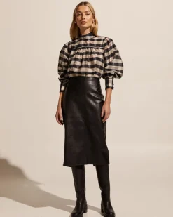 zoe kratzmann Tops|Horizen Top-Black/Ecru Check