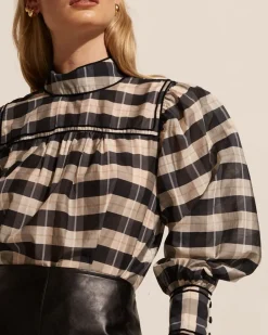 zoe kratzmann Tops|Horizen Top-Black/Ecru Check