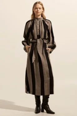 zoe kratzmann Dresses|Import Dress-Black/Stone Stripe