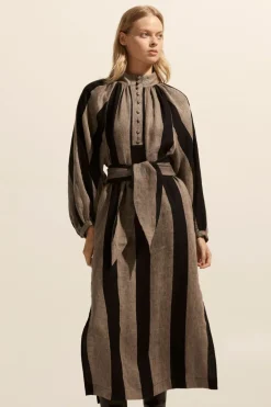 zoe kratzmann Dresses|Import Dress-Black/Stone Stripe